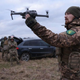 Ukrainian soldiers training on drones